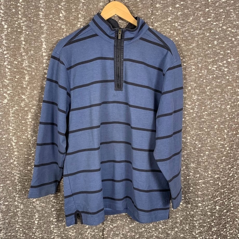 L.L. Bean Striped Quarter Zip Pullover Sweatshirt Preppy Gorpcore Men's Medium
